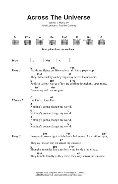 accross the universe chords